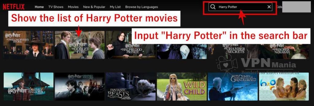 Showing Harry Potter movies on Netflix in Canada