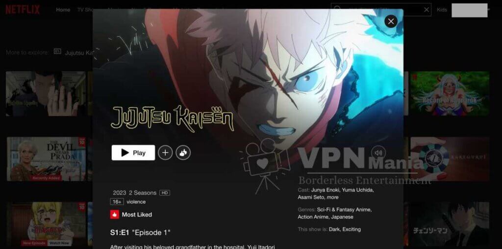 watching Jujutsu Kaisen on Netflix